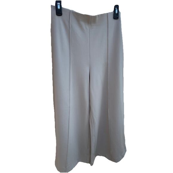 Quince Women’s LARGE Ecru Ultra-Stretch Ponte Super Wide Leg Ankle Pants - Picture 7 of 13